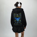 butterflyphase patch on female essential zip hoodie in after hours