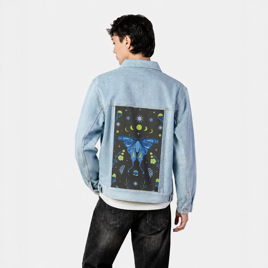 butterflyphase patch on male og denim jacket in oceanside