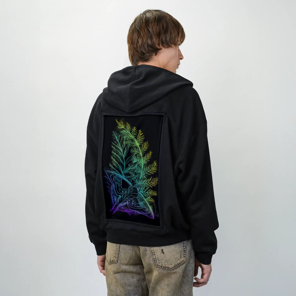 butterflysmoke patch on male essential zip hoodie in after hours