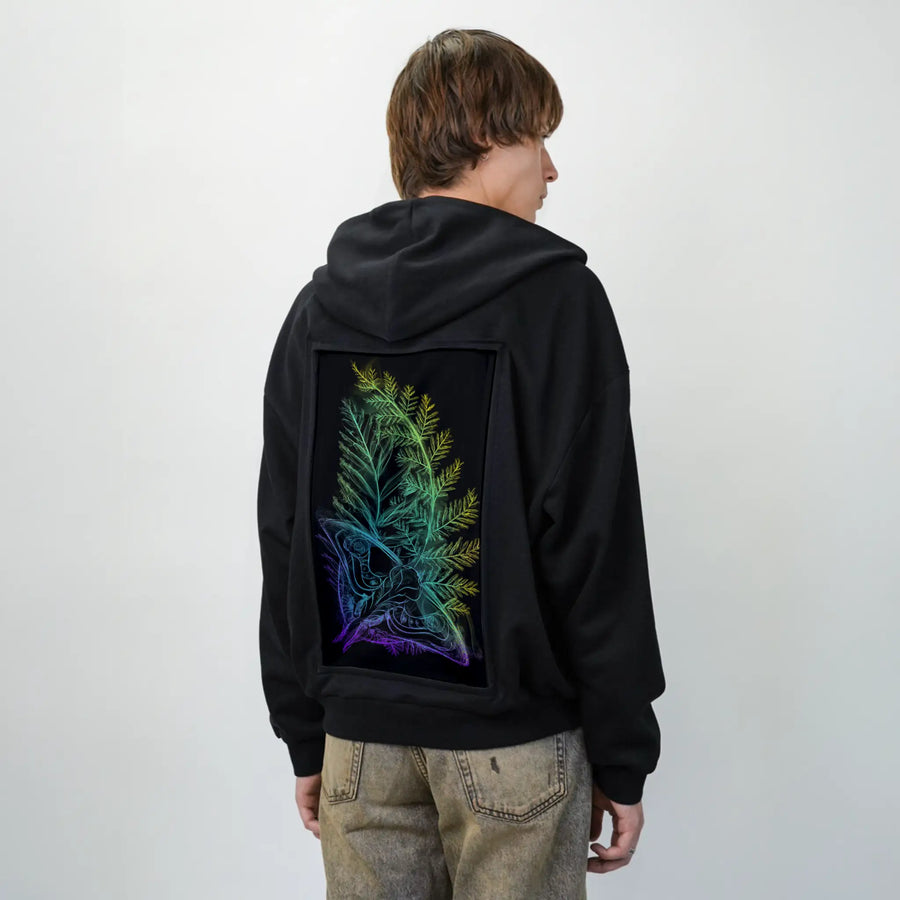 butterflysmoke patch on male essential zip hoodie in after hours