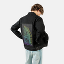 butterflysmoke patch on male og denim jacket in raven
