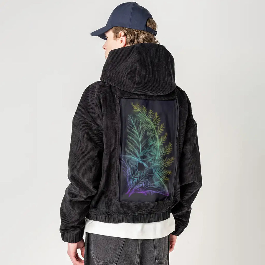 butterflysmoke patch on male retro cord hoodie in onyx