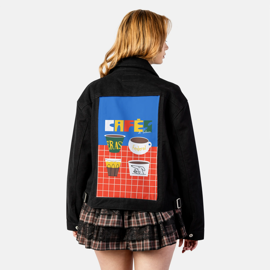 cafesdevalencia patch on female atelier canvas jacket in nightfall