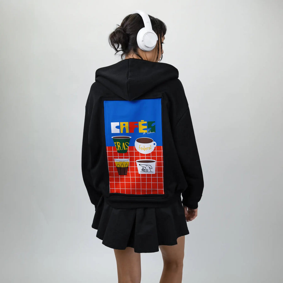 cafesdevalencia patch on female essential zip hoodie in after hours