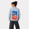 cafesdevalencia patch on female og denim jacket in oceanside