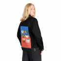 cafesdevalencia patch on female og denim jacket in raven