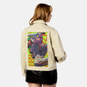 cakeflip patch on female atelier canvas jacket in tan