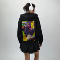 cakeflip patch on female essential zip hoodie in after hours