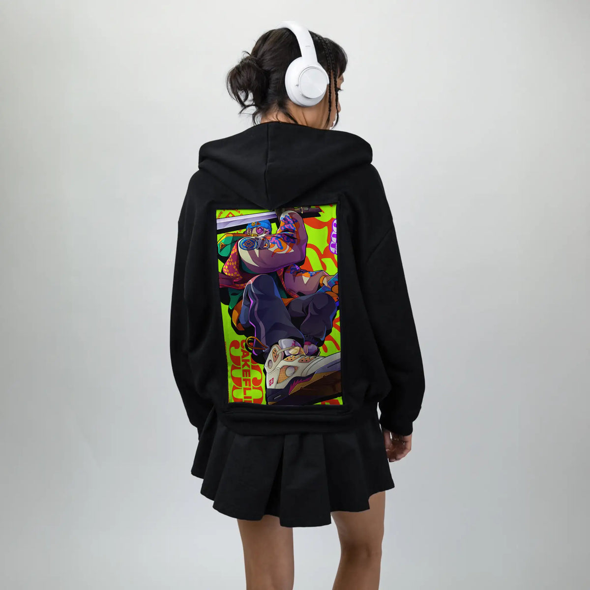 cakeflip patch on female essential zip hoodie in after hours