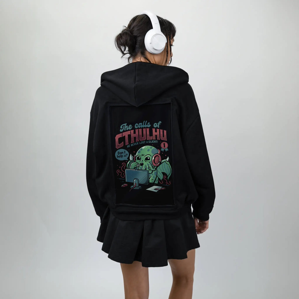 callsofcthulhu patch on female essential zip hoodie in after hours