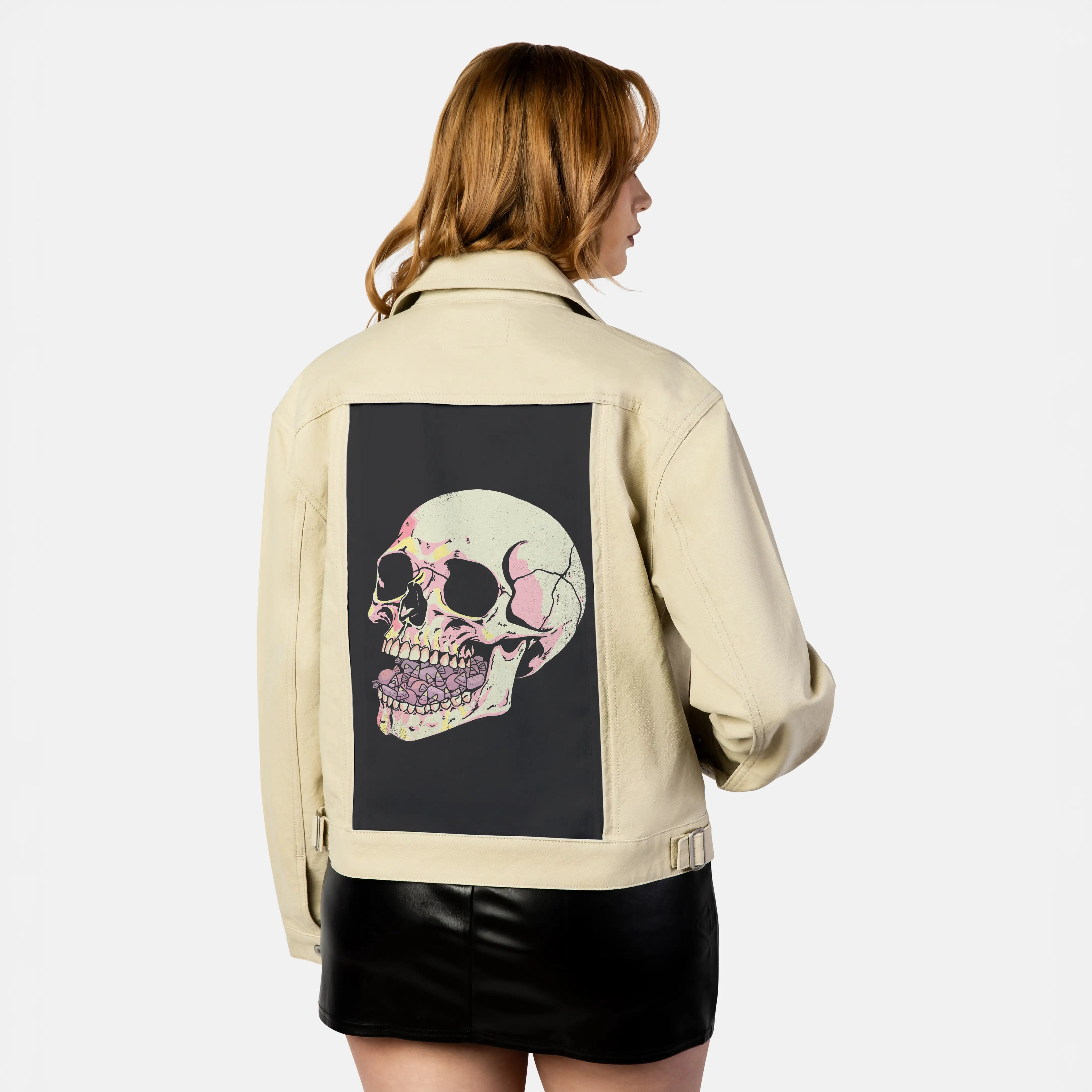candyaddict patch on female atelier canvas jacket in tan