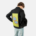 canthate patch on male og denim jacket in raven
