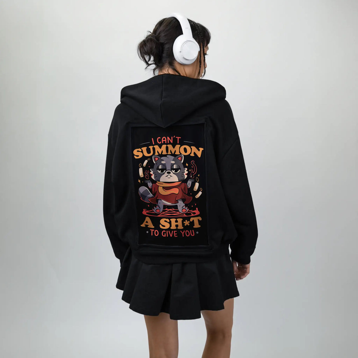 cantsummoncrap patch on female essential zip hoodie in after hours