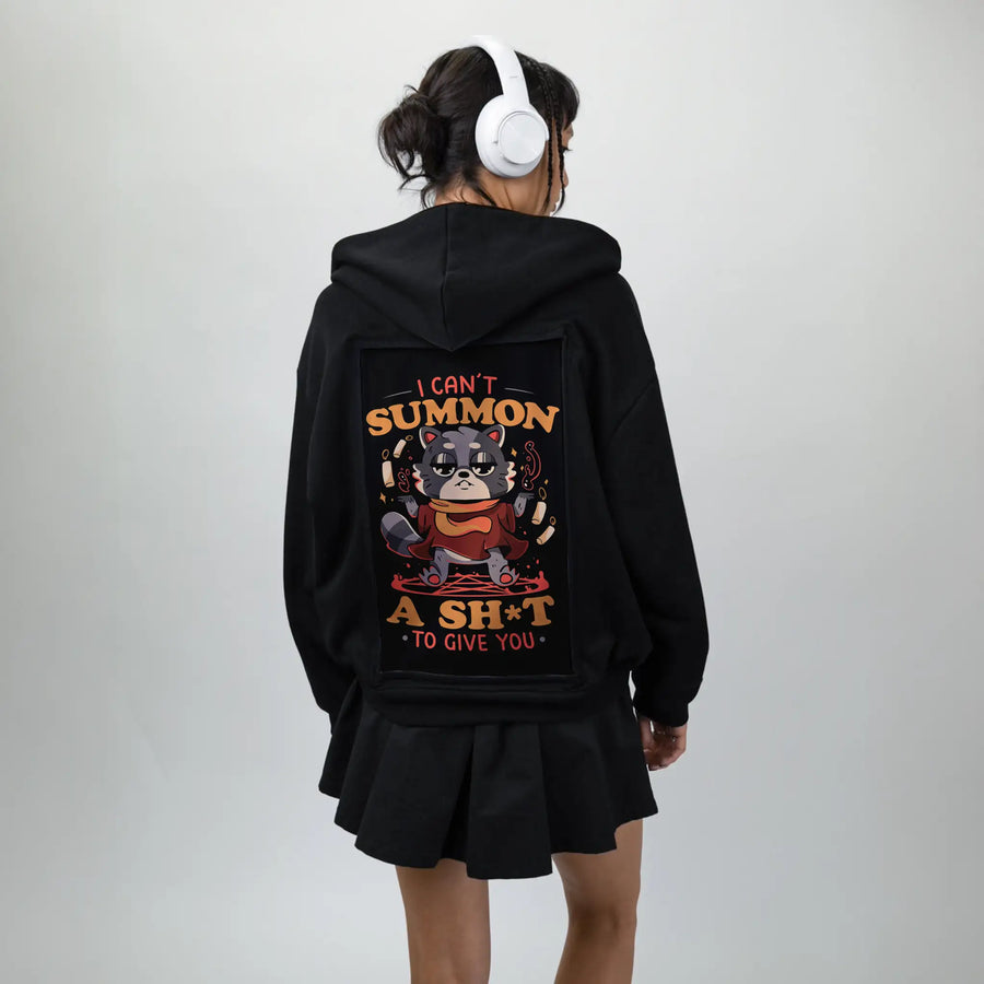 cantsummoncrap patch on female essential zip hoodie in after hours