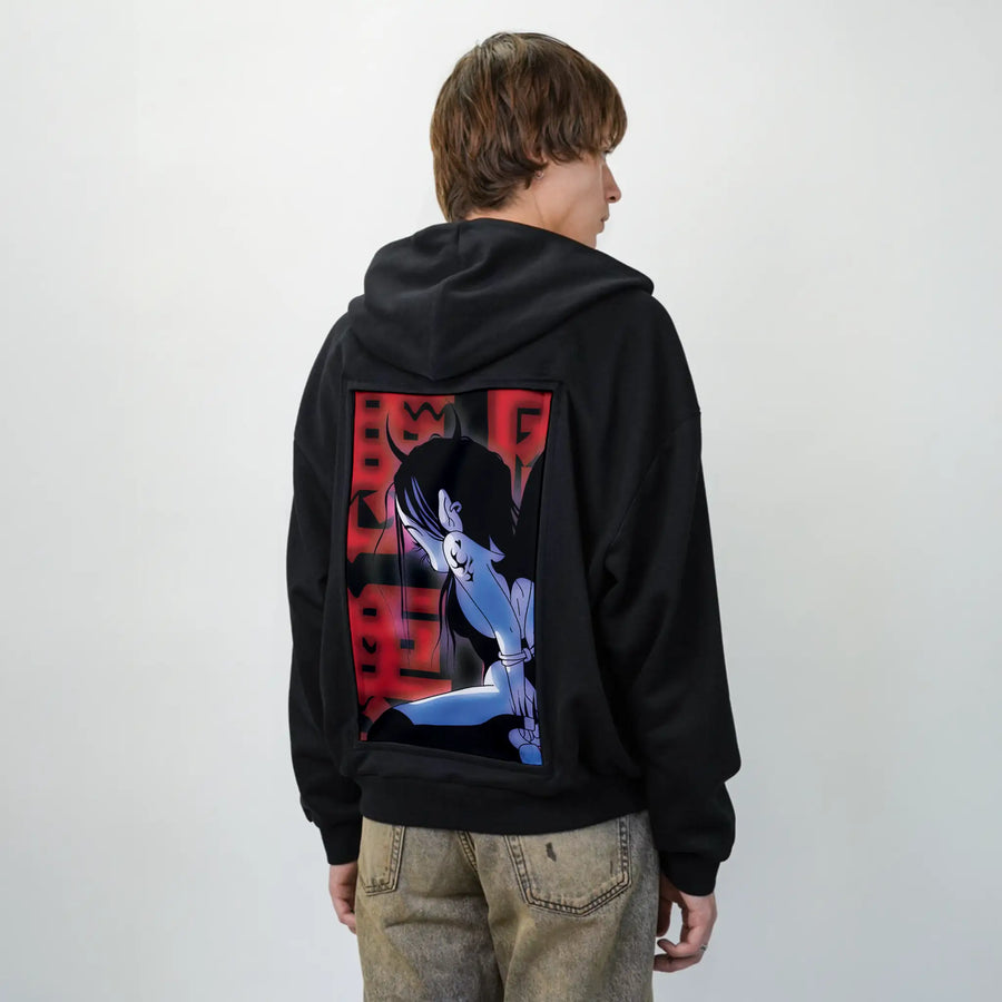captured patch on male essential zip hoodie in after hours