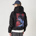 captured patch on male retro cord hoodie in onyx