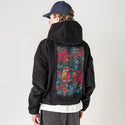 carminehummingbird patch on male retro cord hoodie in onyx