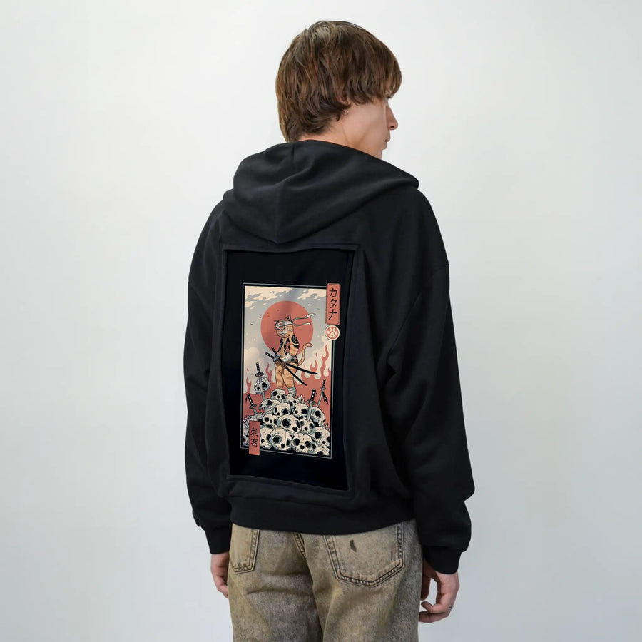 catanaassassin patch on male essential zip hoodie in after hours