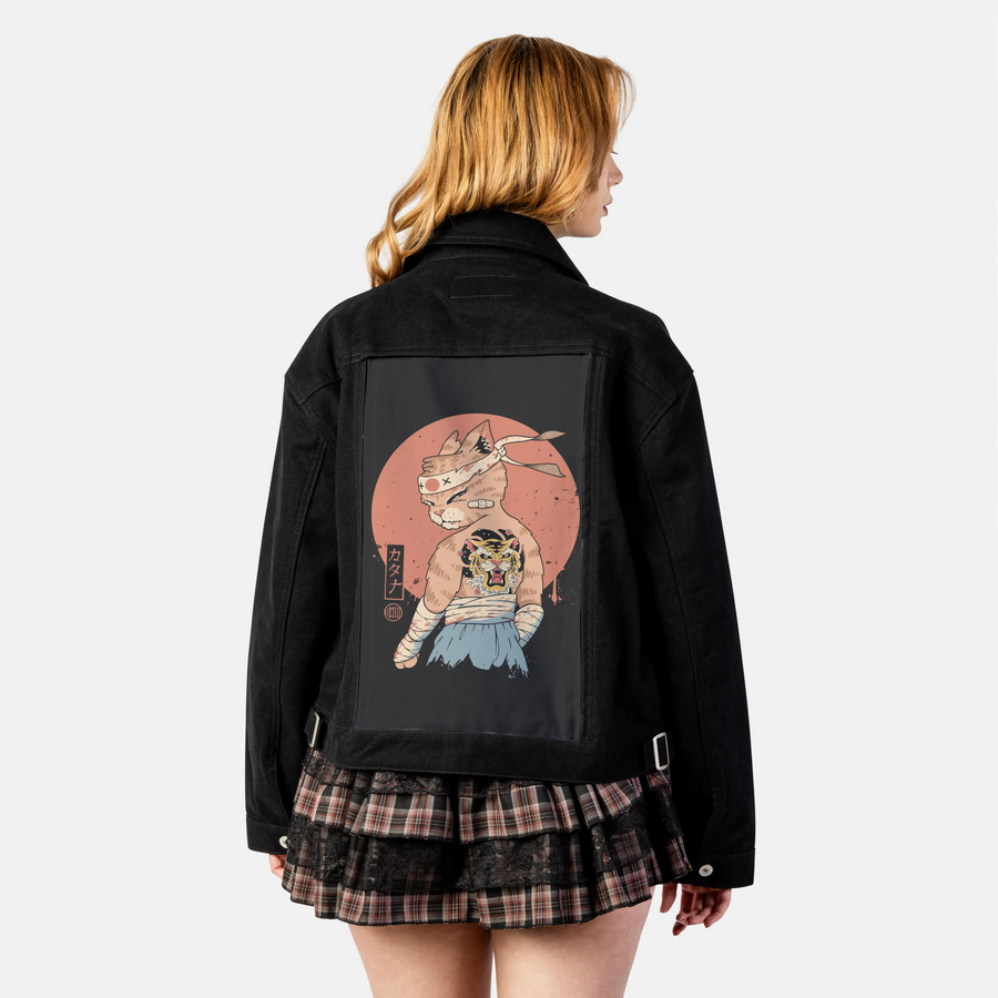 catanadamage patch on female atelier canvas jacket in nightfall