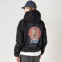 catanadamage patch on male retro cord hoodie in onyx
