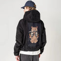 catanaskull patch on male retro cord hoodie in onyx