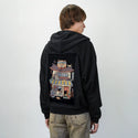 catcafe patch on male essential zip hoodie in after hours