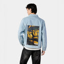 catchmeifyoucan patch on male og denim jacket in oceanside