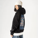 catholic patch on female retro cord hoodie in onyx
