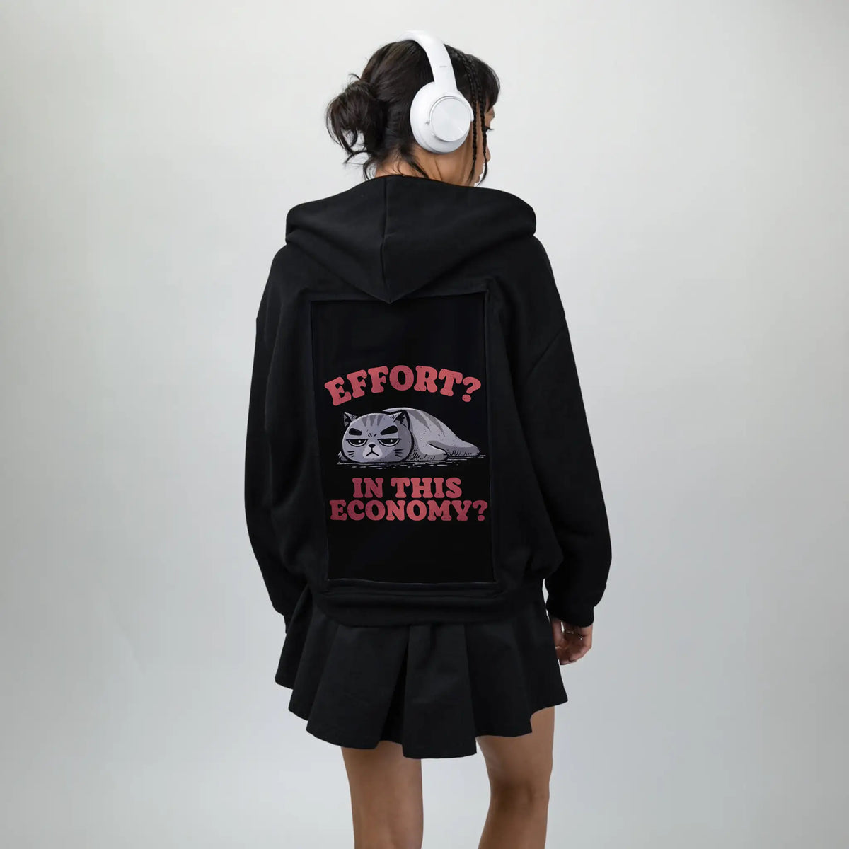 catnomy patch on female essential zip hoodie in after hours