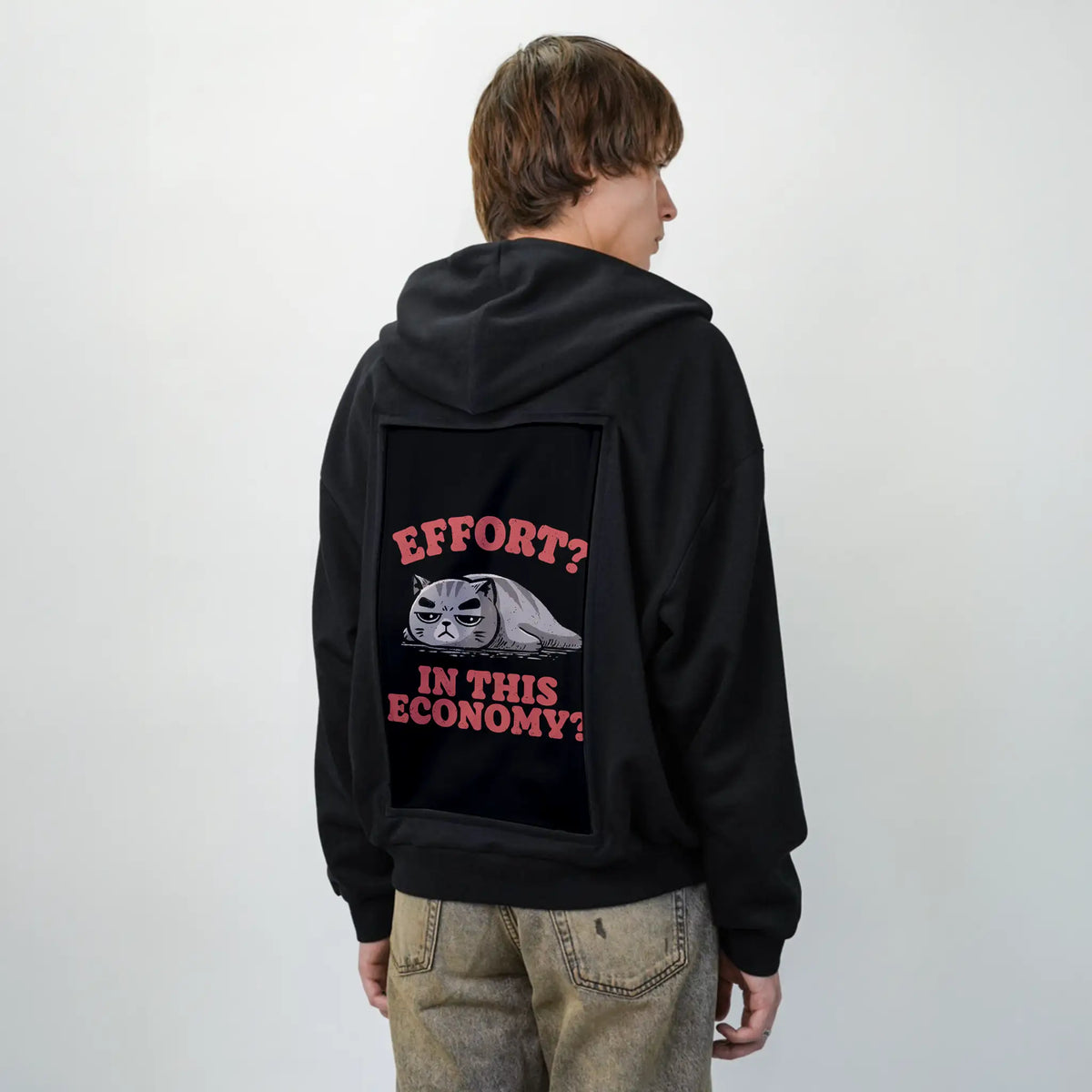 catnomy patch on male essential zip hoodie in after hours