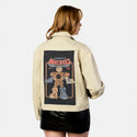 catrobocombiner patch on female atelier canvas jacket in tan