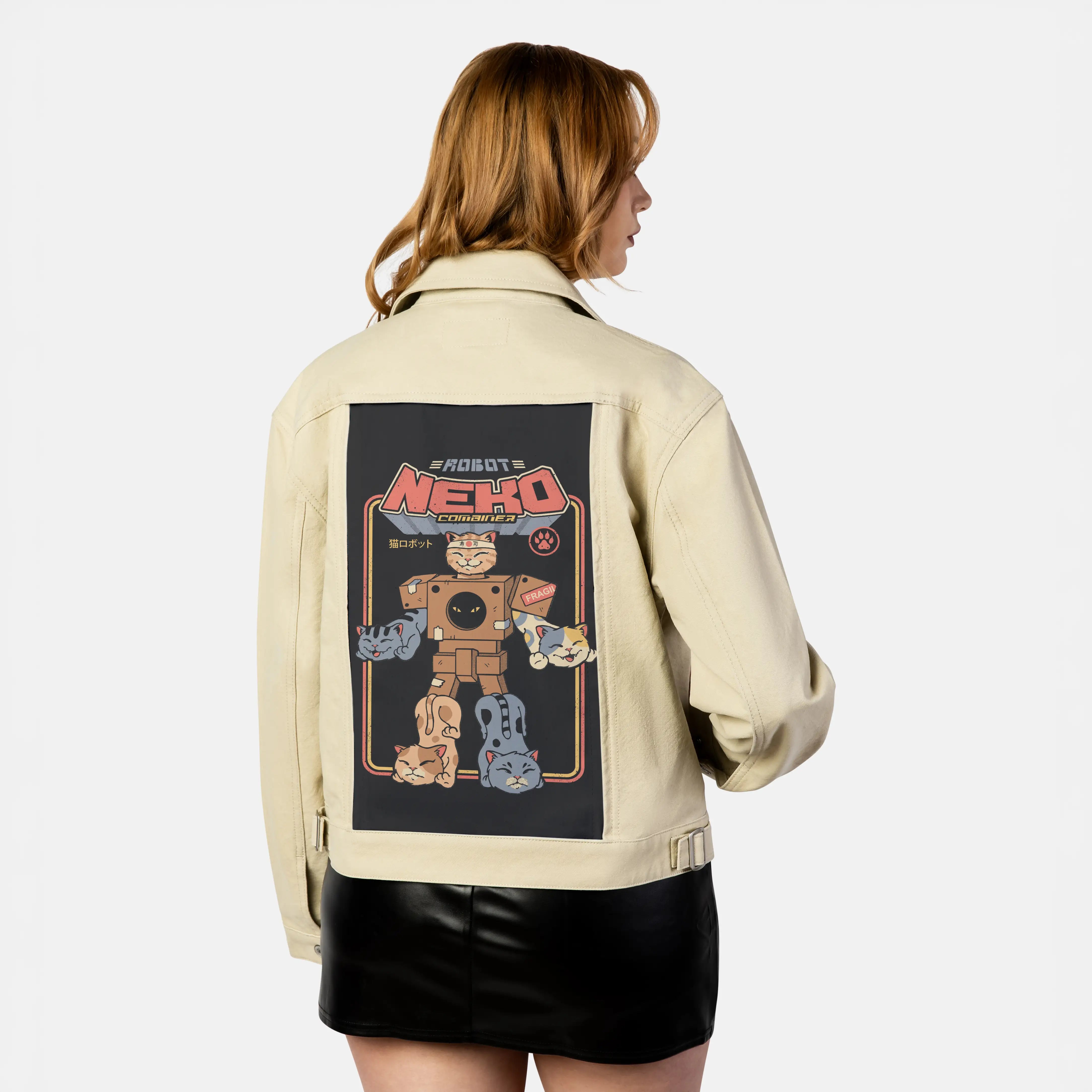 catrobocombiner patch on female atelier canvas jacket in tan