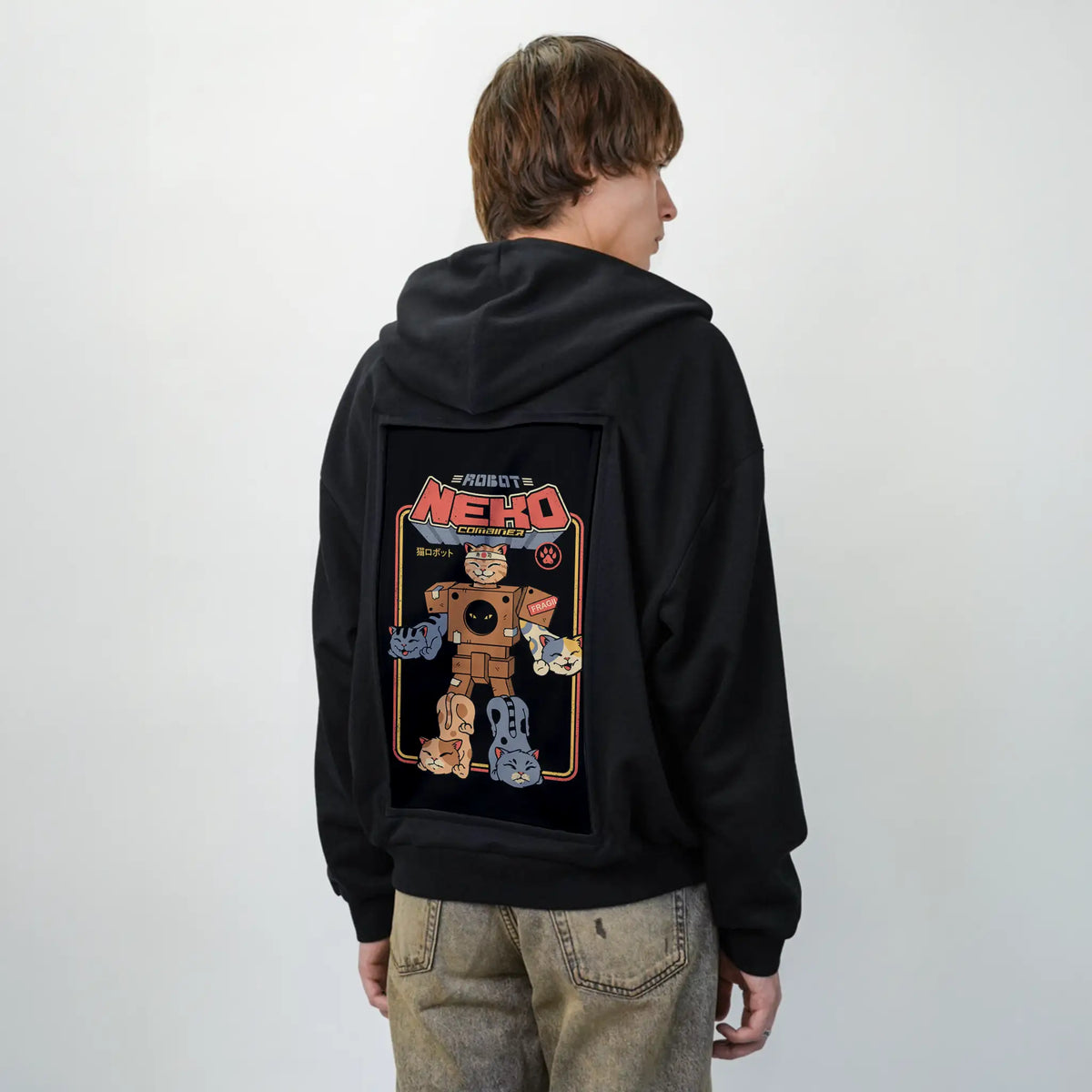catrobocombiner patch on male essential zip hoodie in after hours