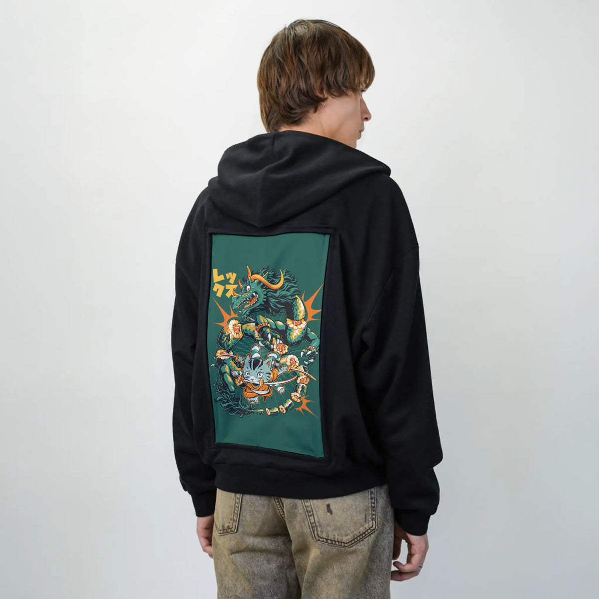 catsamurai patch on male essential zip hoodie in after hours