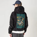 catsamurai patch on male retro cord hoodie in onyx