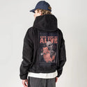 catskeepmealive patch on male retro cord hoodie in onyx
