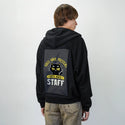 catstaff patch on male essential zip hoodie in after hours