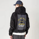 catstaff patch on male retro cord hoodie in onyx
