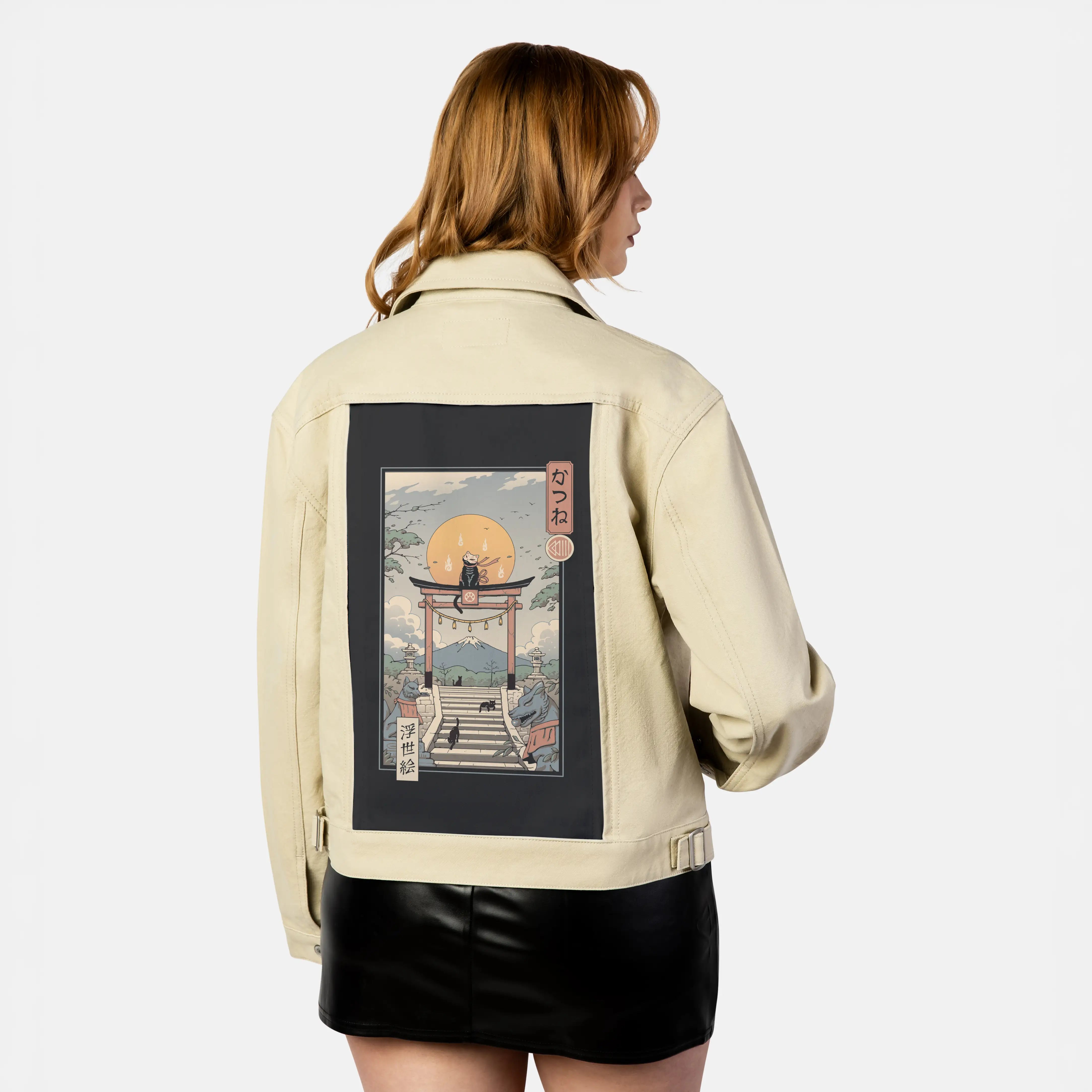 catsune patch on female atelier canvas jacket in tan