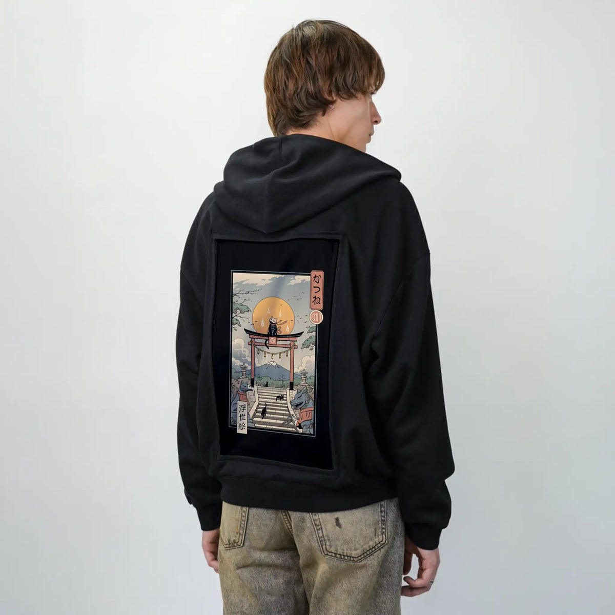 catsune patch on male essential zip hoodie in after hours