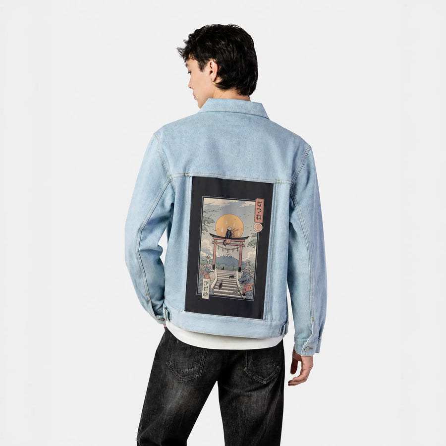 catsune patch on male og denim jacket in oceanside