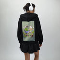 catteart patch on female essential zip hoodie in after hours