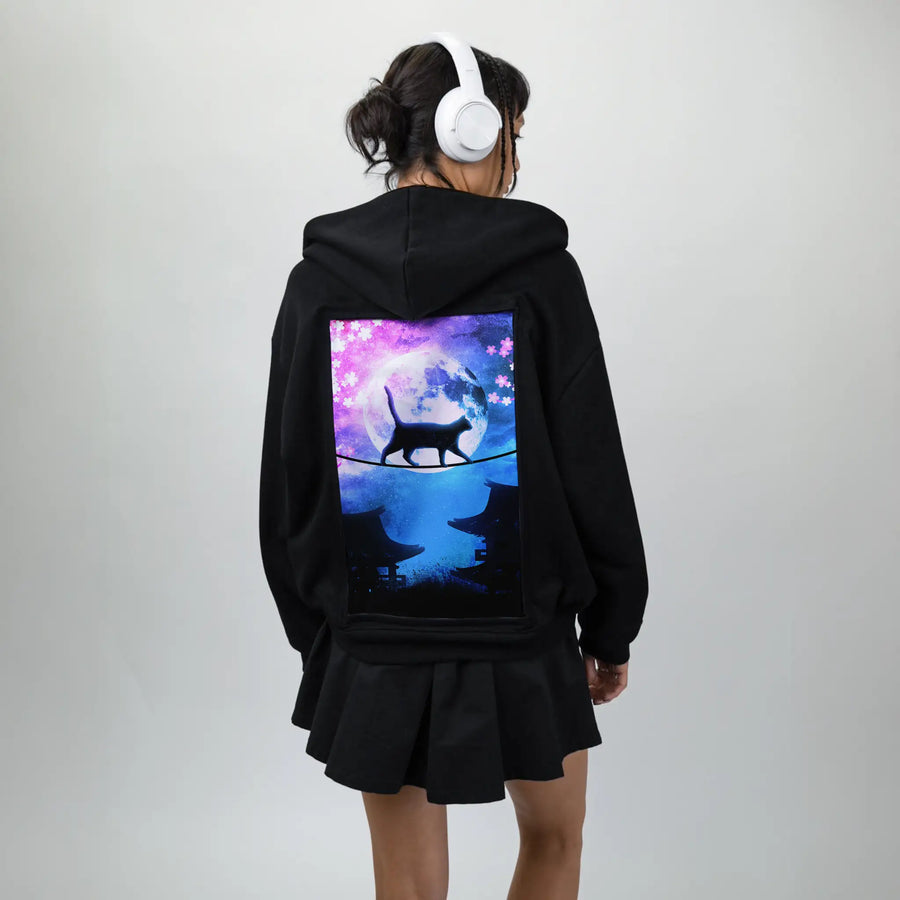 catunderthemoon patch on female essential zip hoodie in after hours