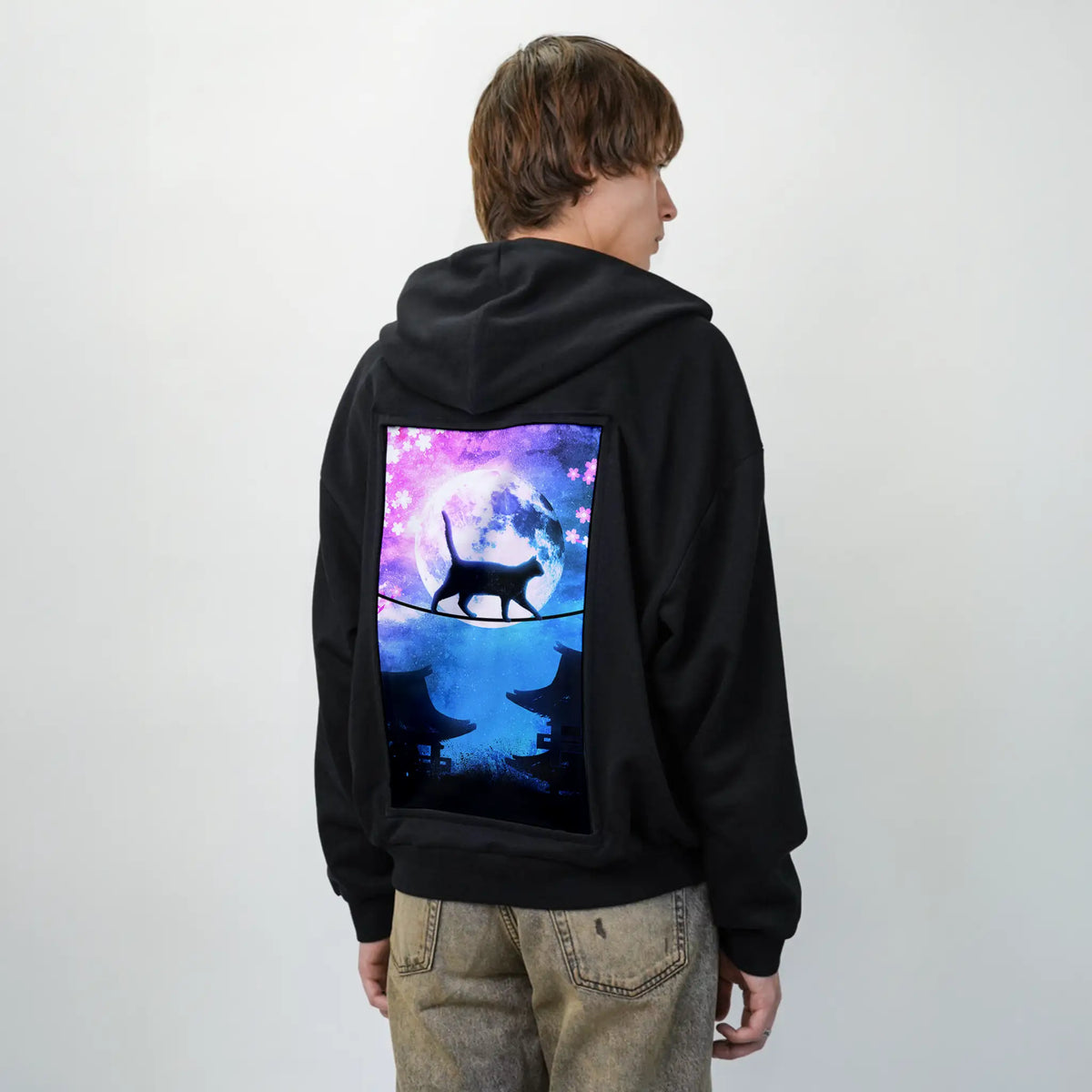 catunderthemoon patch on male essential zip hoodie in after hours