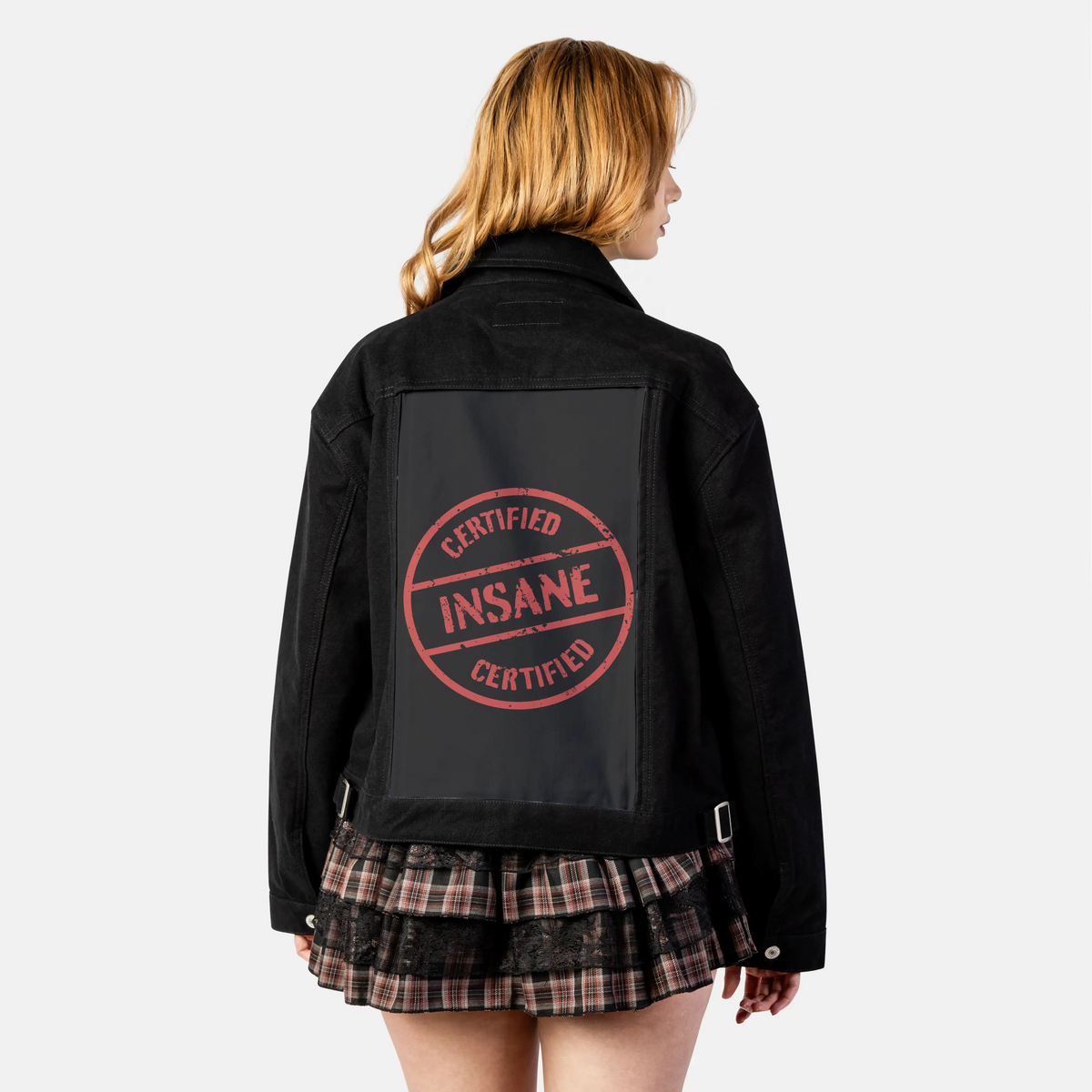 certifiedinsane patch on female atelier canvas jacket in nightfall