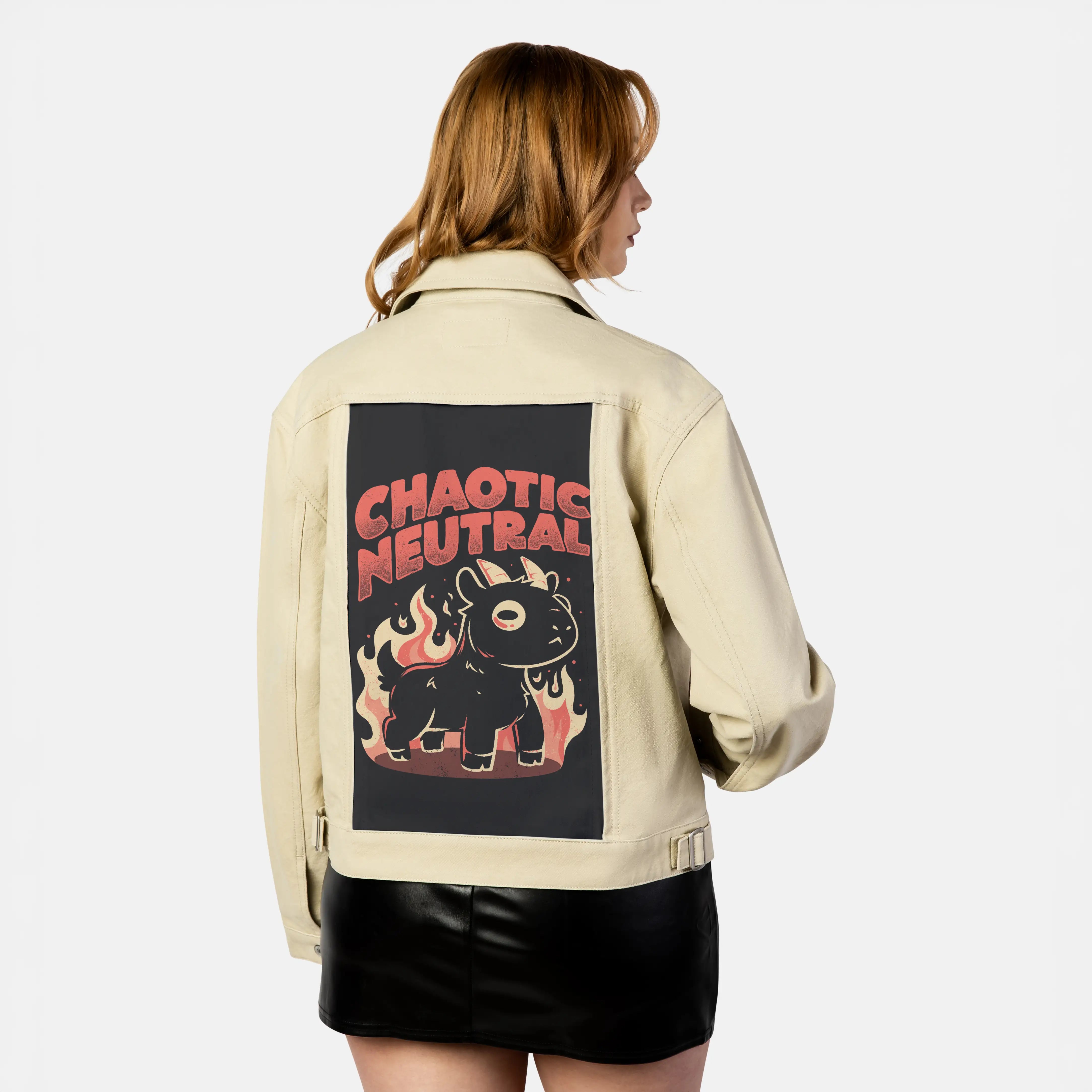 chaoticneutral patch on female atelier canvas jacket in tan