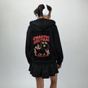 chaoticneutral patch on female essential zip hoodie in after hours
