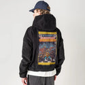 chessboxin patch on male retro cord hoodie in onyx