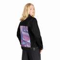 chillgamer patch on female og denim jacket in raven