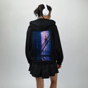 chilljoy patch on female essential zip hoodie in after hours